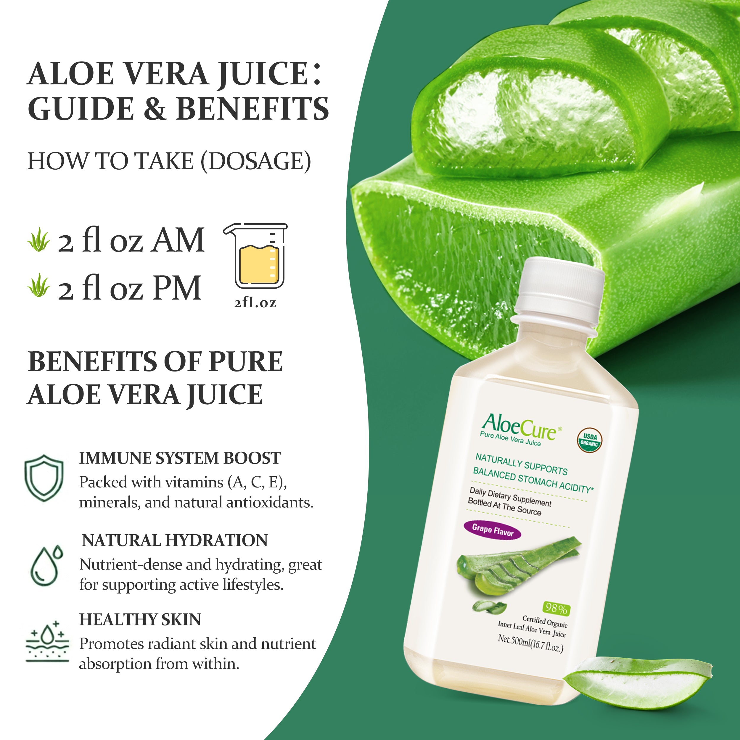 AloeCure Pure Aloe Vera Juice Grape Flavor AloeCure Pure Aloe Vera Juice Grape Flavor