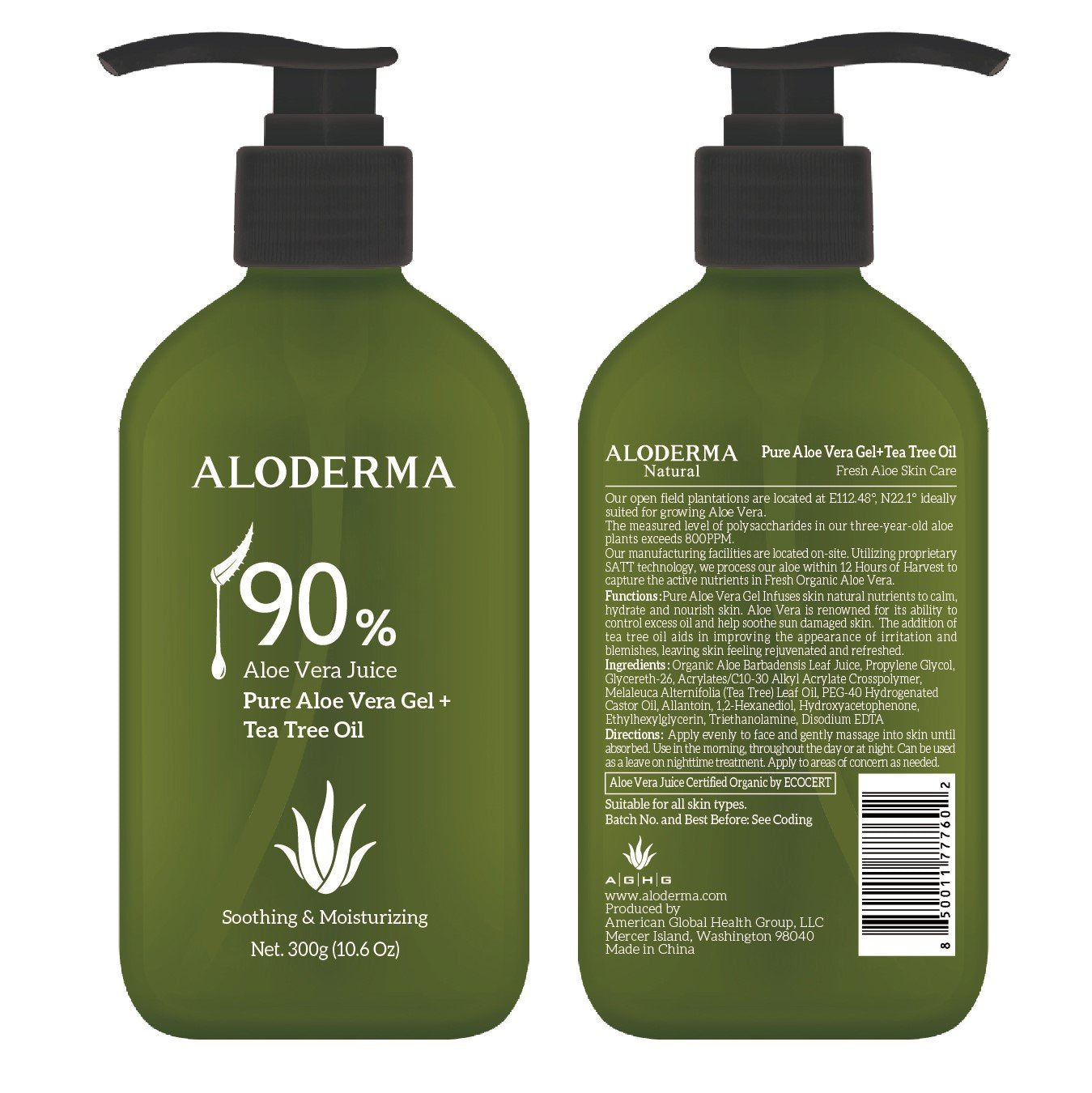 ALODERMA Gel Puro de Aloe Vera + Aceite de Árbol de Té